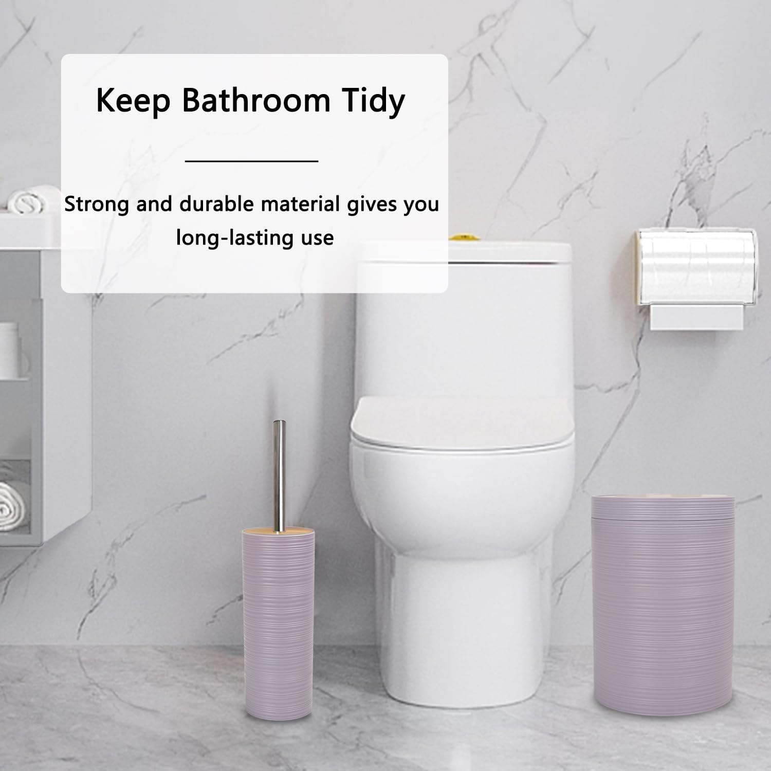 CERBIOR 6-Piece Bamboo Bath Ensemble with Soap Dispenser and Toothbrush Holder Set
