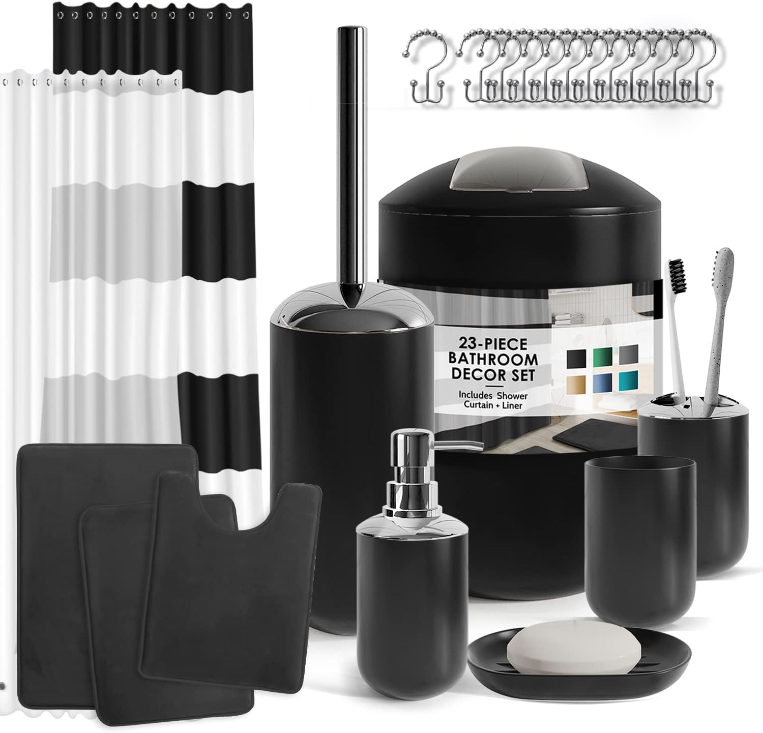 Clara Clark 23PC Matte Black Bathroom Accessory Set