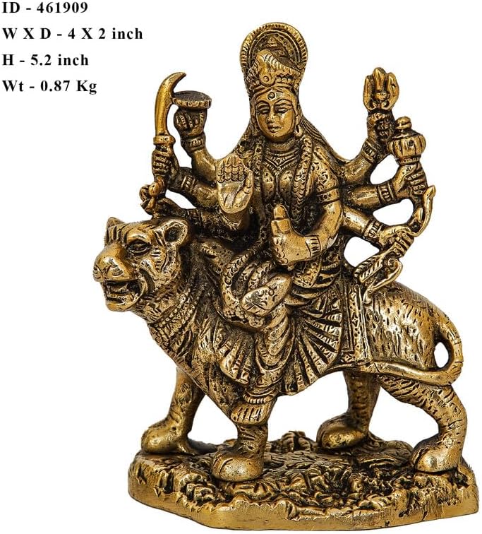 Statuestudio Durga Idol Gold Finish Brass Statue