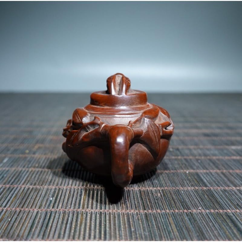 Handmade Boxwood Bamboo Joint Teapot Statue Decor