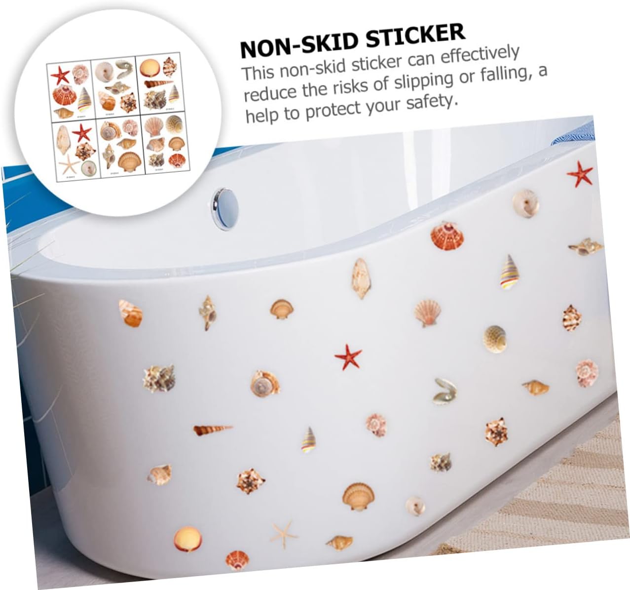 VOSAREA 6 Sheets Shell Pattern Bathtub Stickers