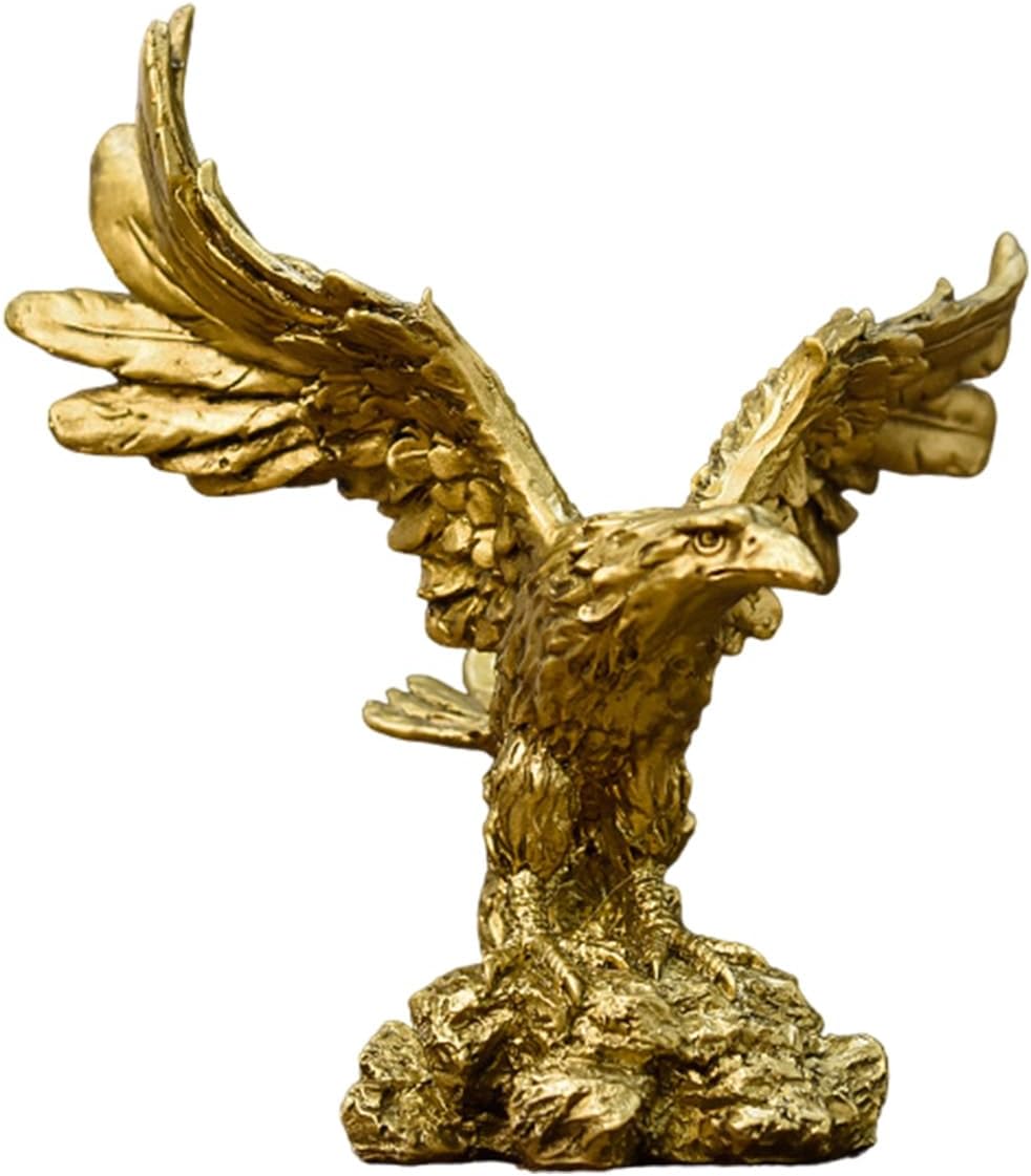 Golden Resin Flying Wild Eagle Statue - Home Office Decor