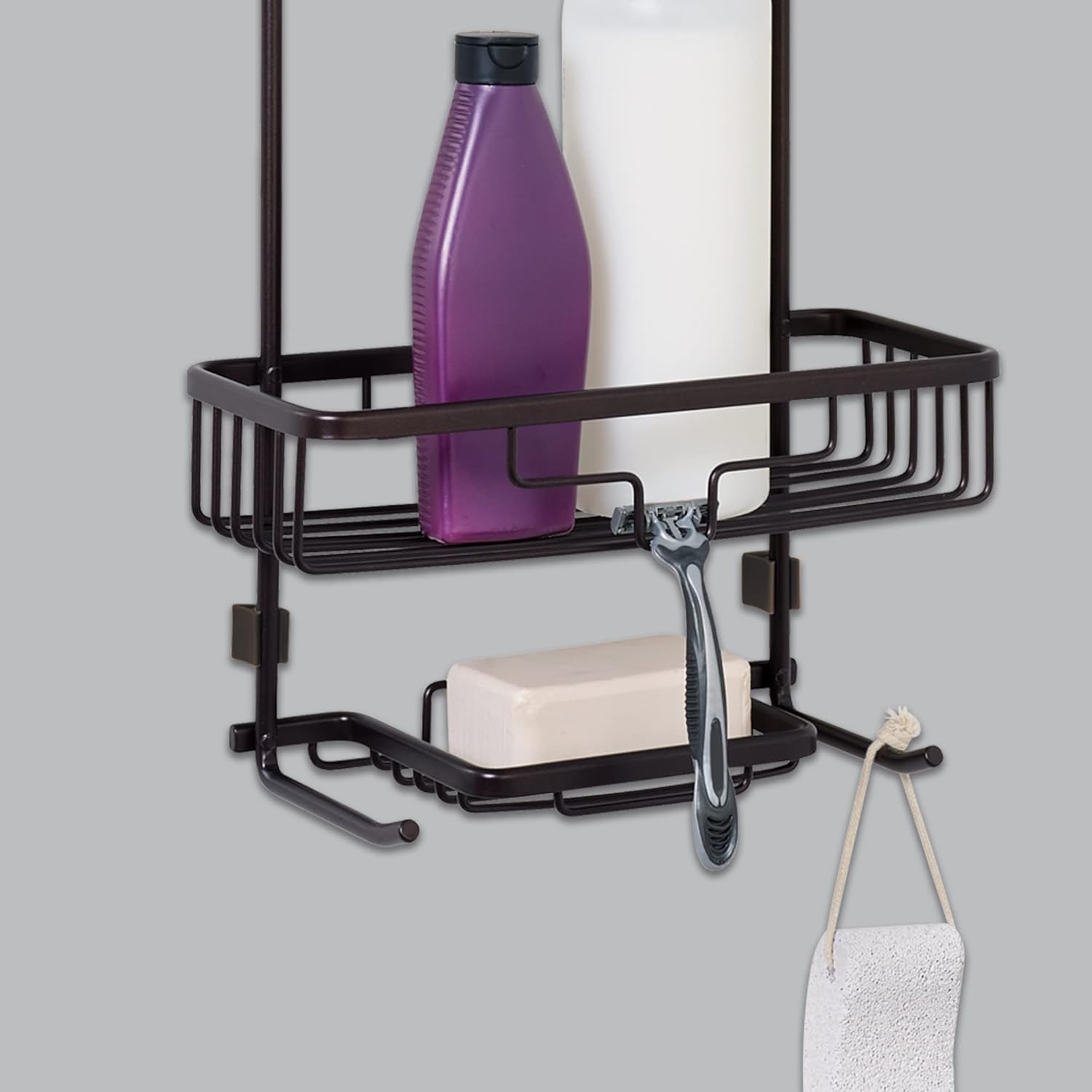 Zenna Home NeverRust Shower Caddy with 2 Shelves and Soap Tray