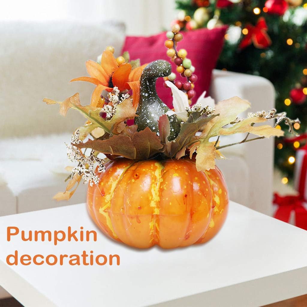 Faux Maple Leaves Pumpkin Statue Miniatures Home Decor