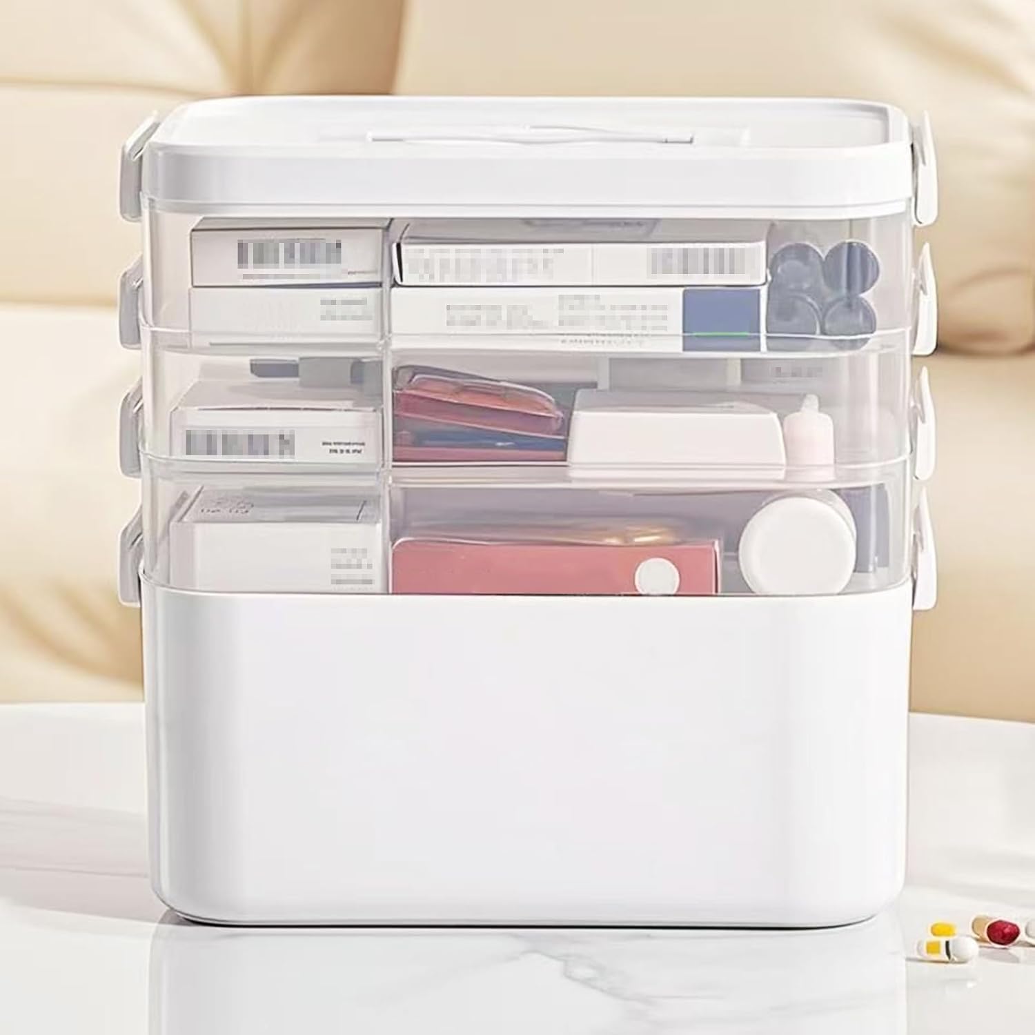 Wynfelo Medicine Organizer with Handle and 3 Tiers