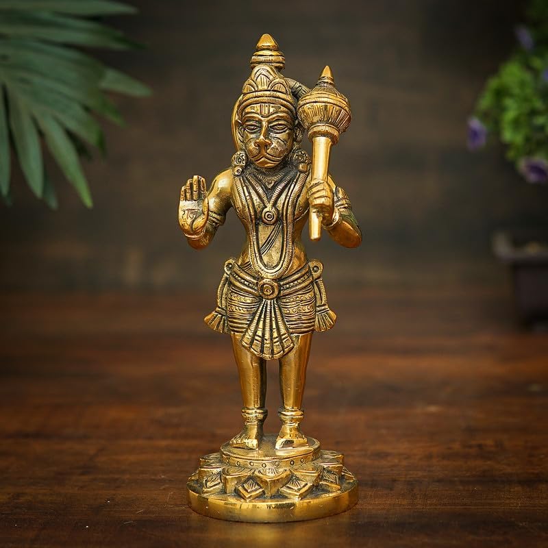 Statuestudio 8 Inch Brass Hanuman Statue for Home Temple
