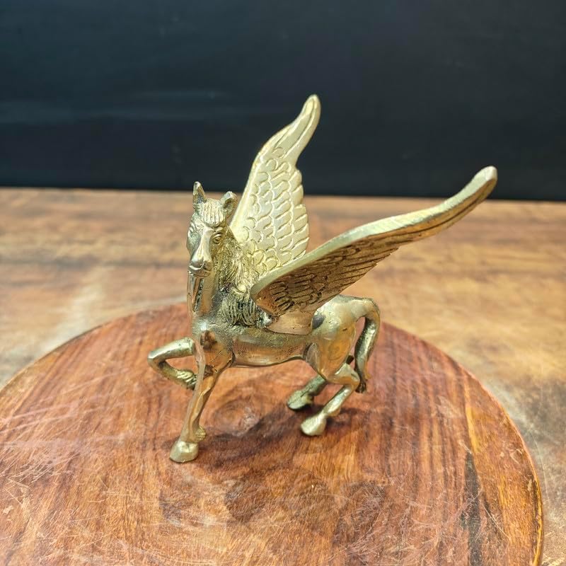 Statuestudio Flying Horse Brass Statue - Gold Finish