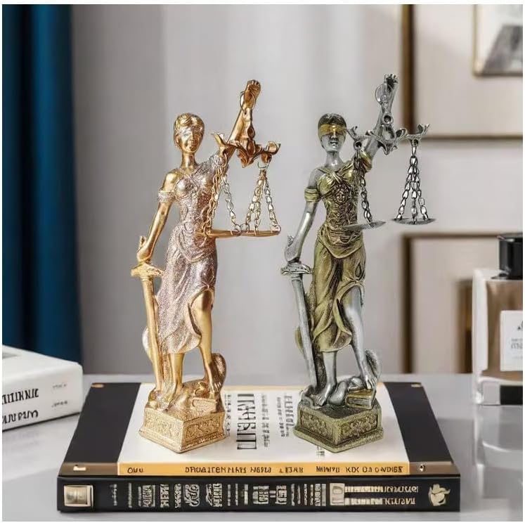Lady Justice Statue - Gold or Silver Finish Desk Decor