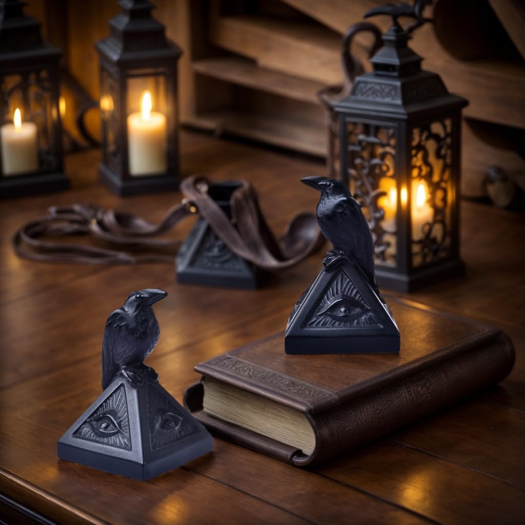 Natural Obsidian Raven Figurine Halloween Decoration