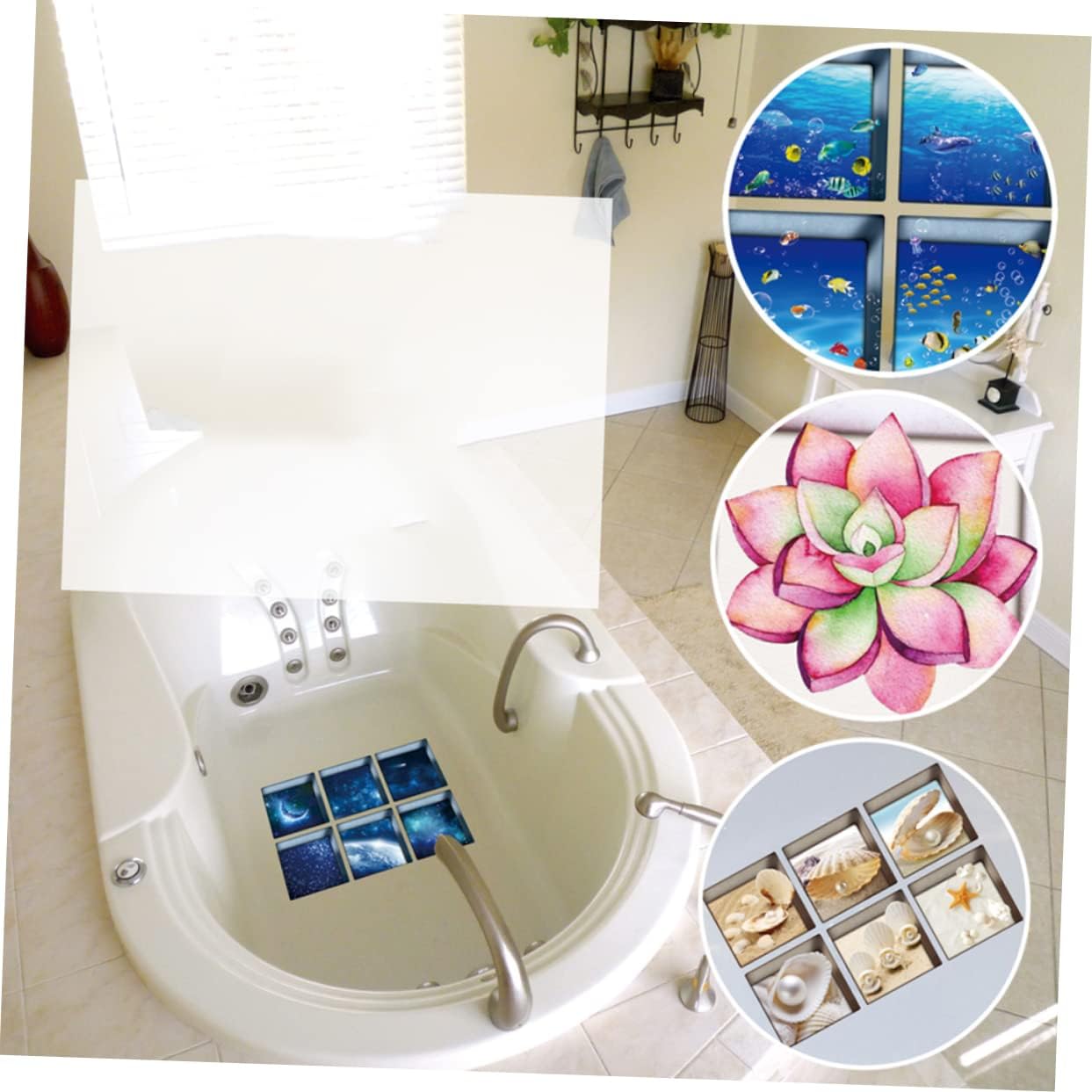 COOLHIYA 6pcs Non-Slip 3D Bathtub Stickers for Kids