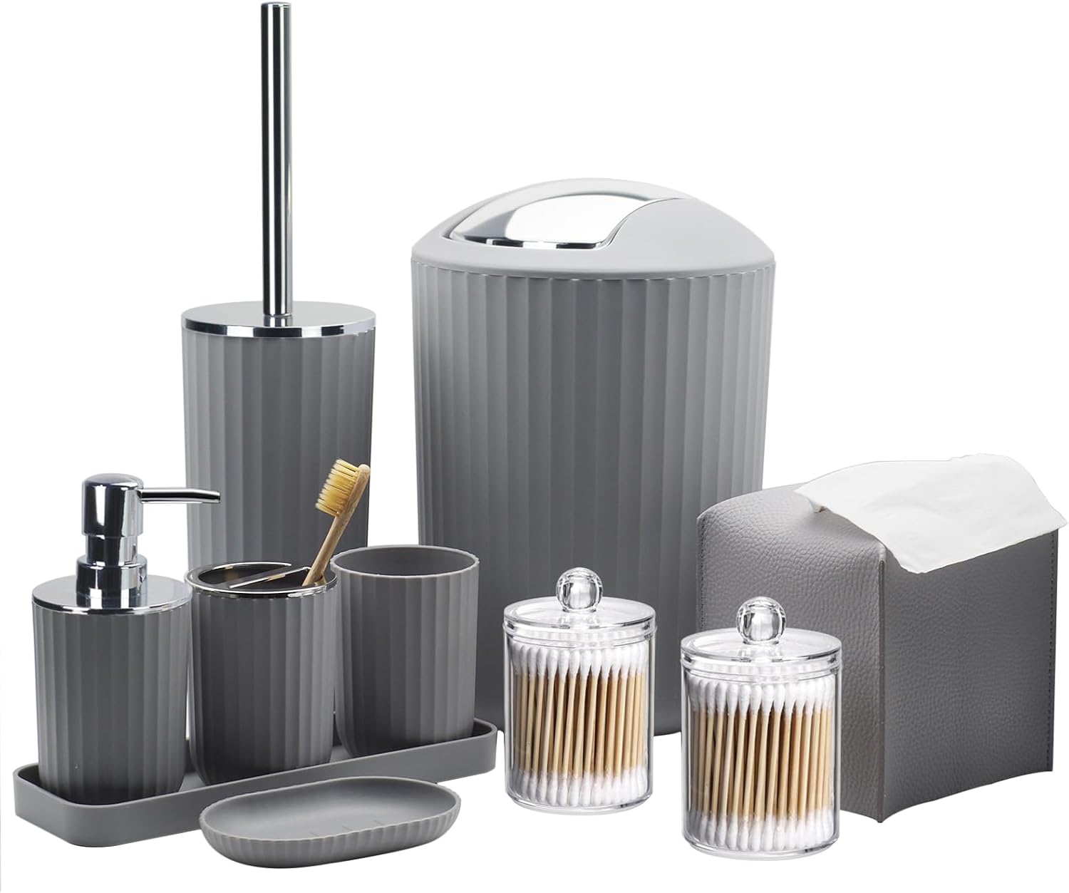 Bthenov 10 Piece Grey Bathroom Accessory Set