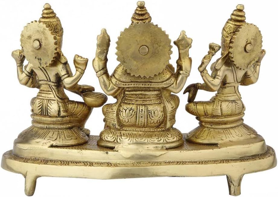 Statuestudio Brass Ganesha Lakshmi Saraswati Idol Set