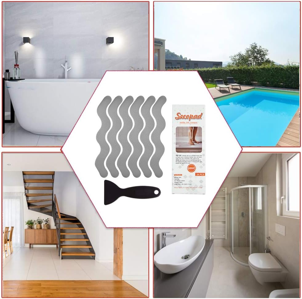 36 PCS Anti-Slip Shower Stickers with Premium Scraper