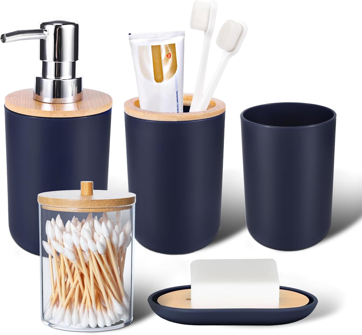 iMucci 5 Piece Bathroom Accessories Set Navy Blue