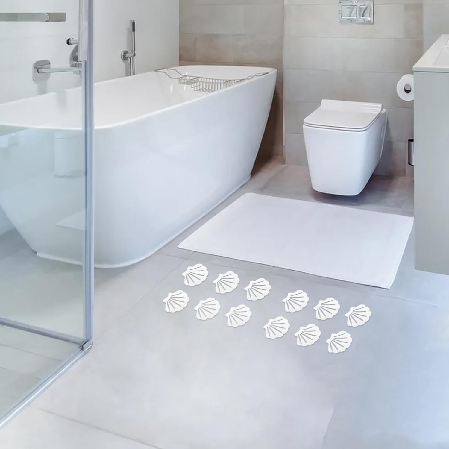 STOBAZA 12pcs Shell Shaped Bathtub Stickers Non-Slip Adhesive Decals