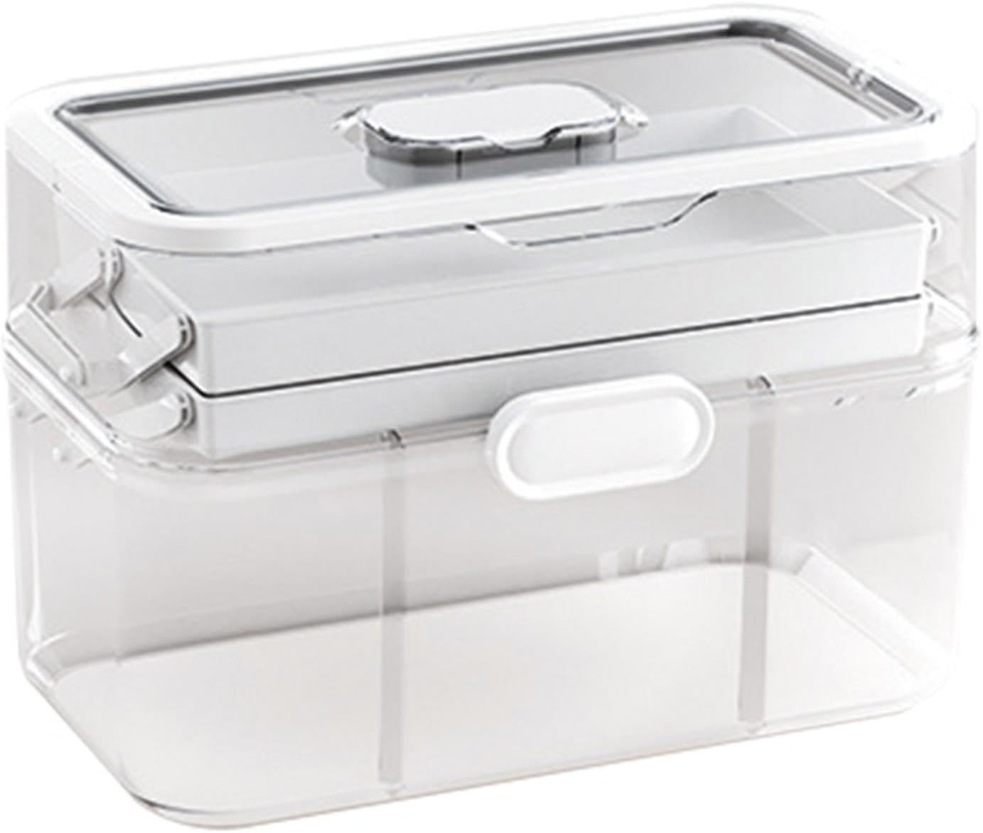 3-Tier Medicine Storage Box with Handle and Detachable Top