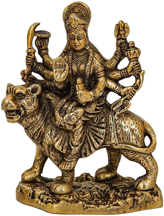 Statuestudio Durga Idol Gold Finish Brass Statue