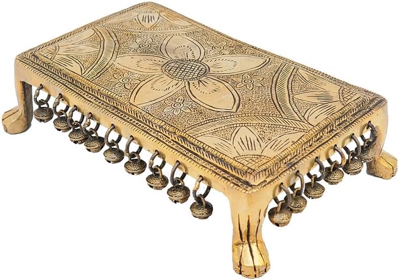 Statuestudio Brass Chowki with Pedestal and Bell