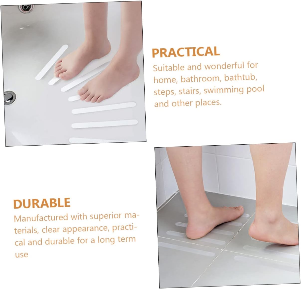 VOSAREA 12Pcs Non-Slip Bath Stickers for Safety