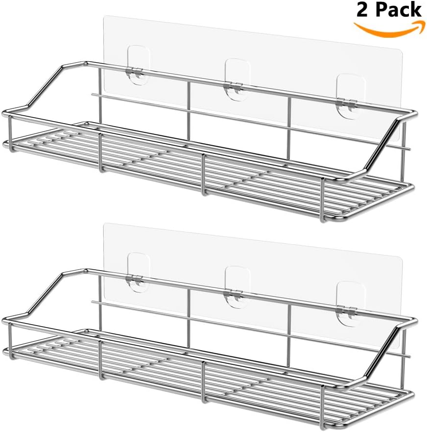 ODesign Transparent Adhesive for Shower Caddy Basket and Bathroom Shelf 2 Pack