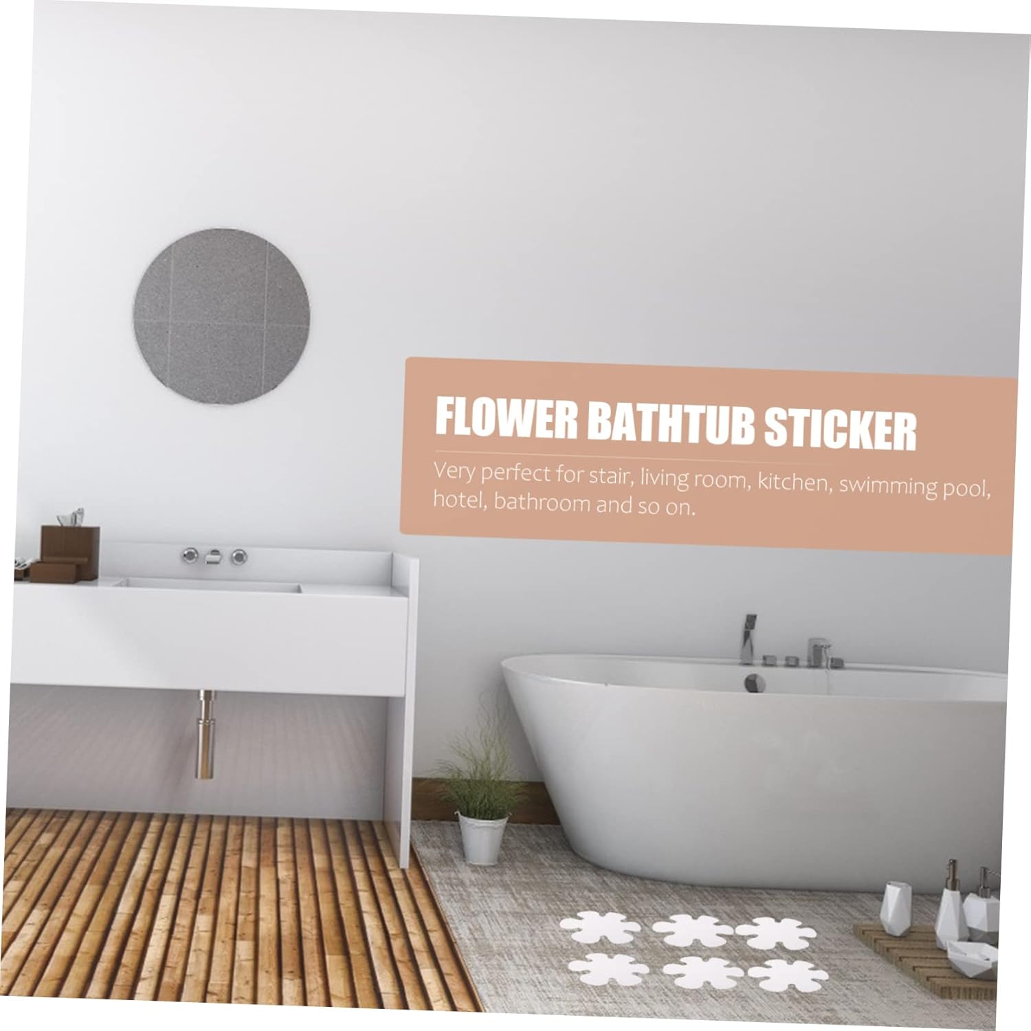 Mobestech 20pcs Non-Slip Flower Bathtub Stickers