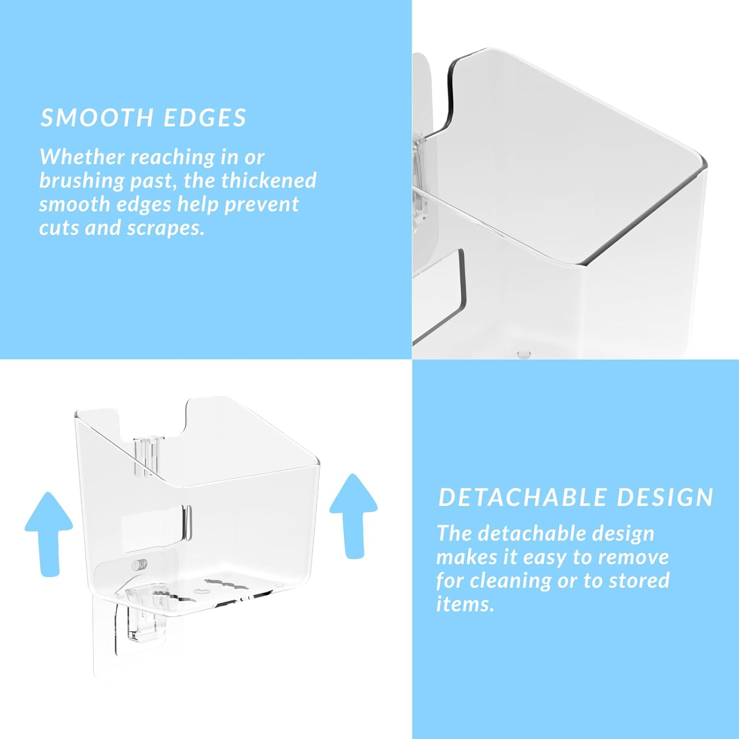 COLINCH Torso Razor Toothbrush Wall Holder Adhesive PET Caddy with Drainage