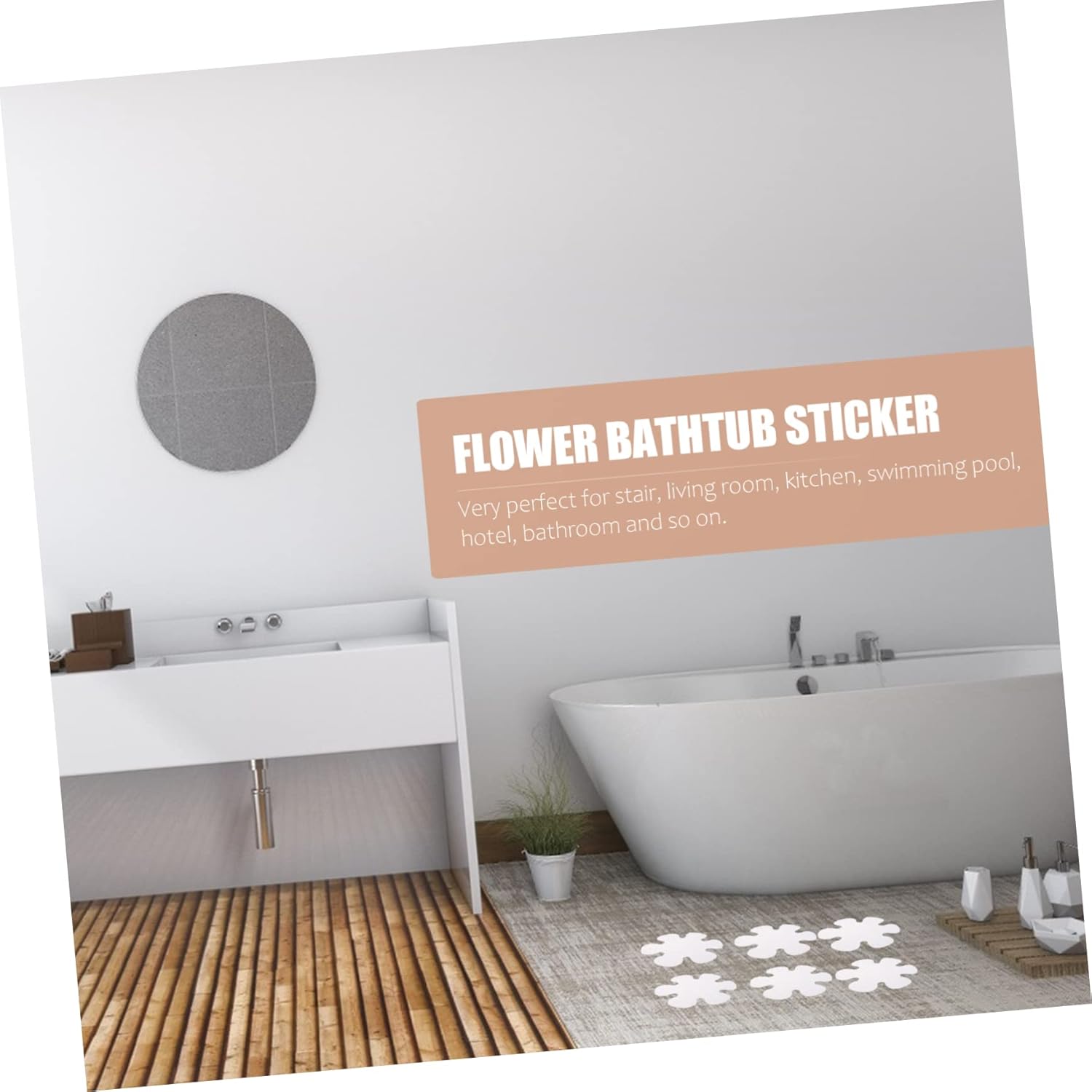 BUGUUYO 20Pcs Flower Shaped Non-Slip Bath Stickers