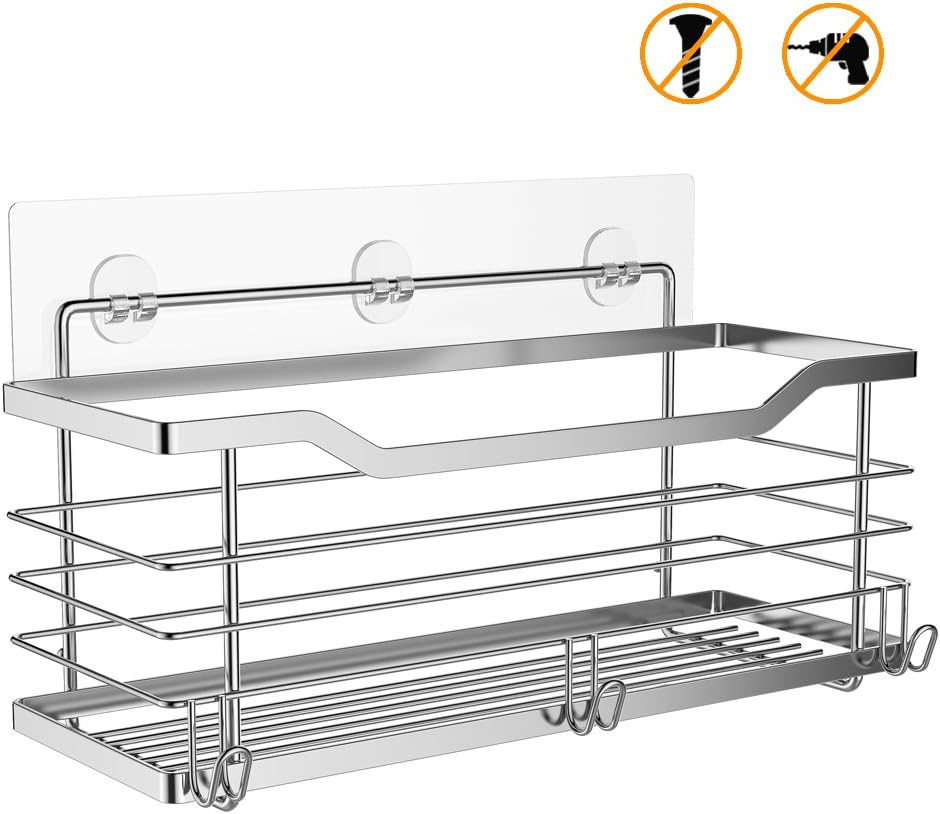 ODesign Transparent Adhesive for Shower Caddy Basket and Bathroom Shelf 2 Pack