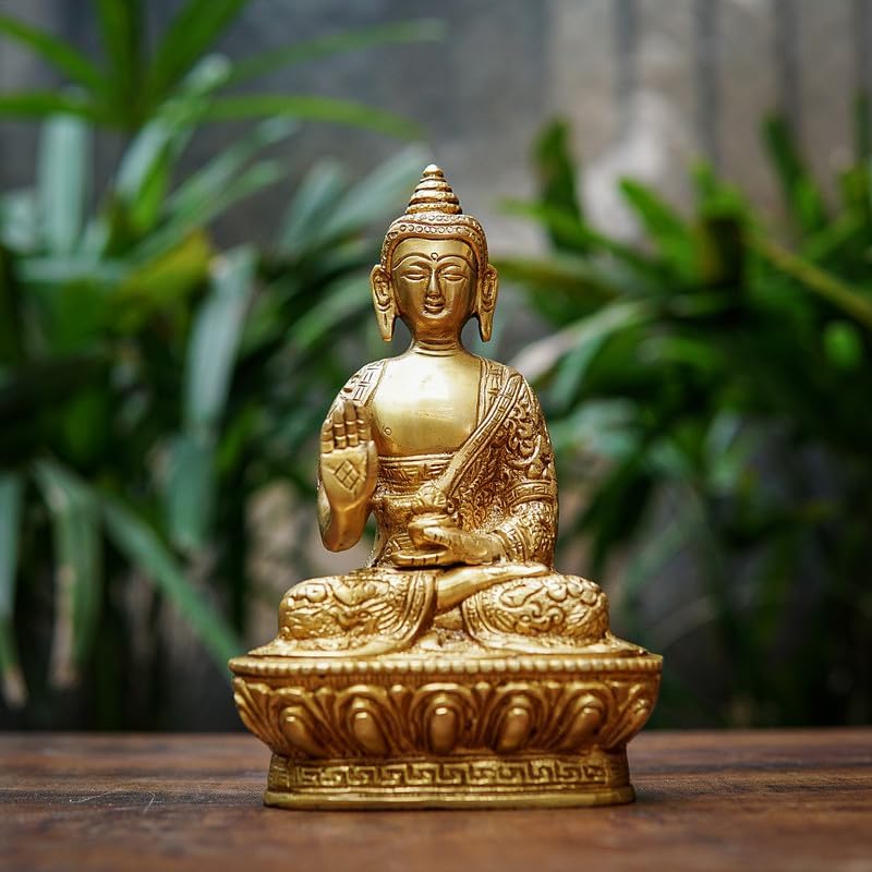 Statuestudio Decorative Brass Sitting Buddha Statue 7 Gold