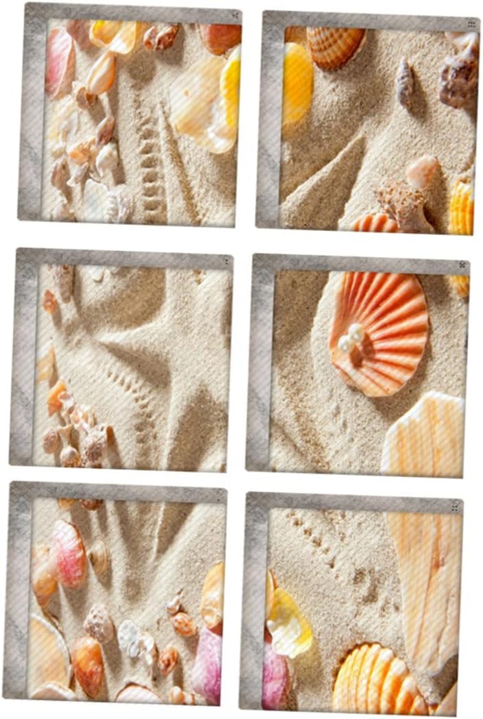 PRETYZOOM 6pcs Beach Pattern Bathtub Safety Stickers Non-Slip Treads for Bathrooms