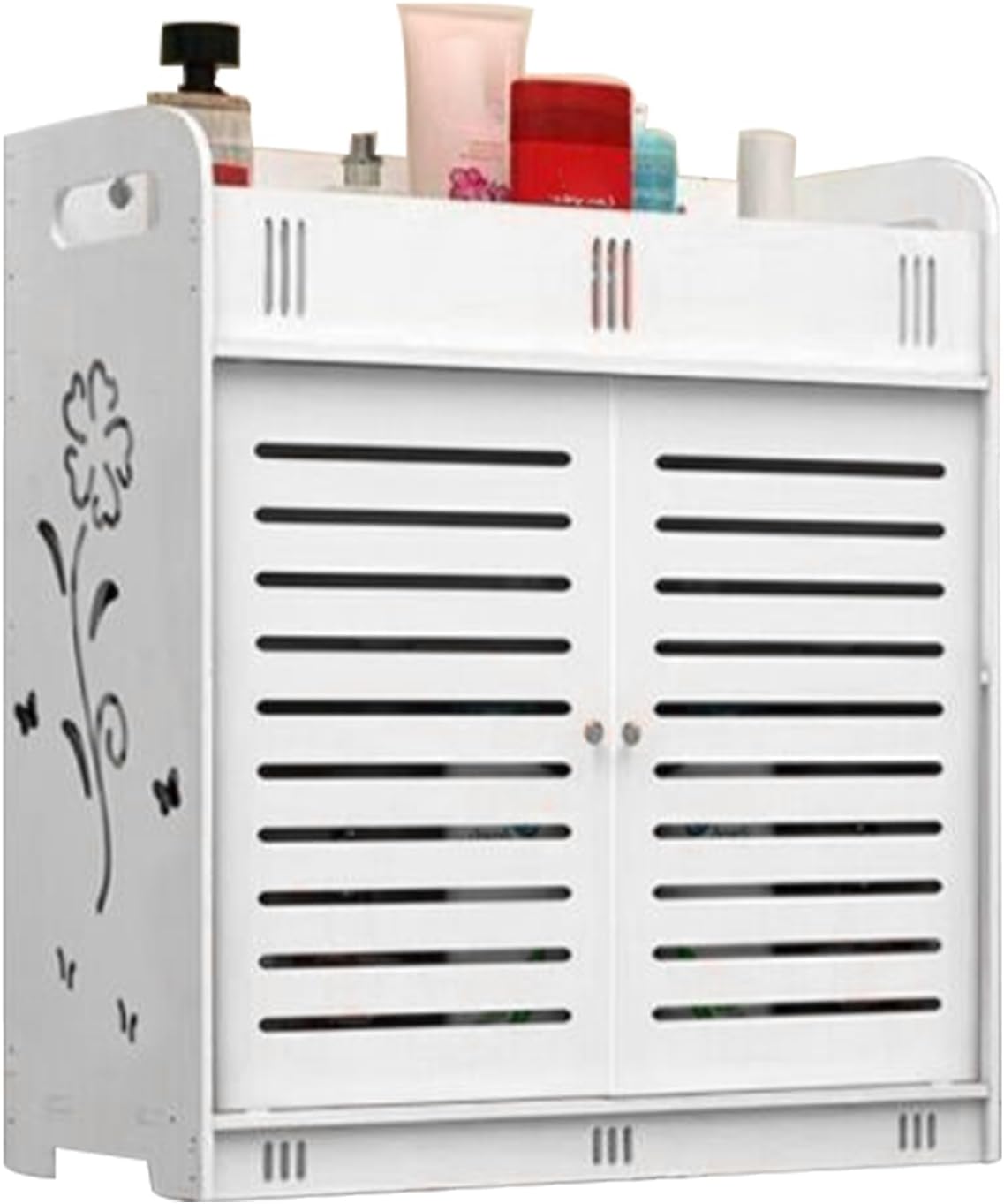 Kripyery Hollow Out Flower Pattern Medicine Cabinet