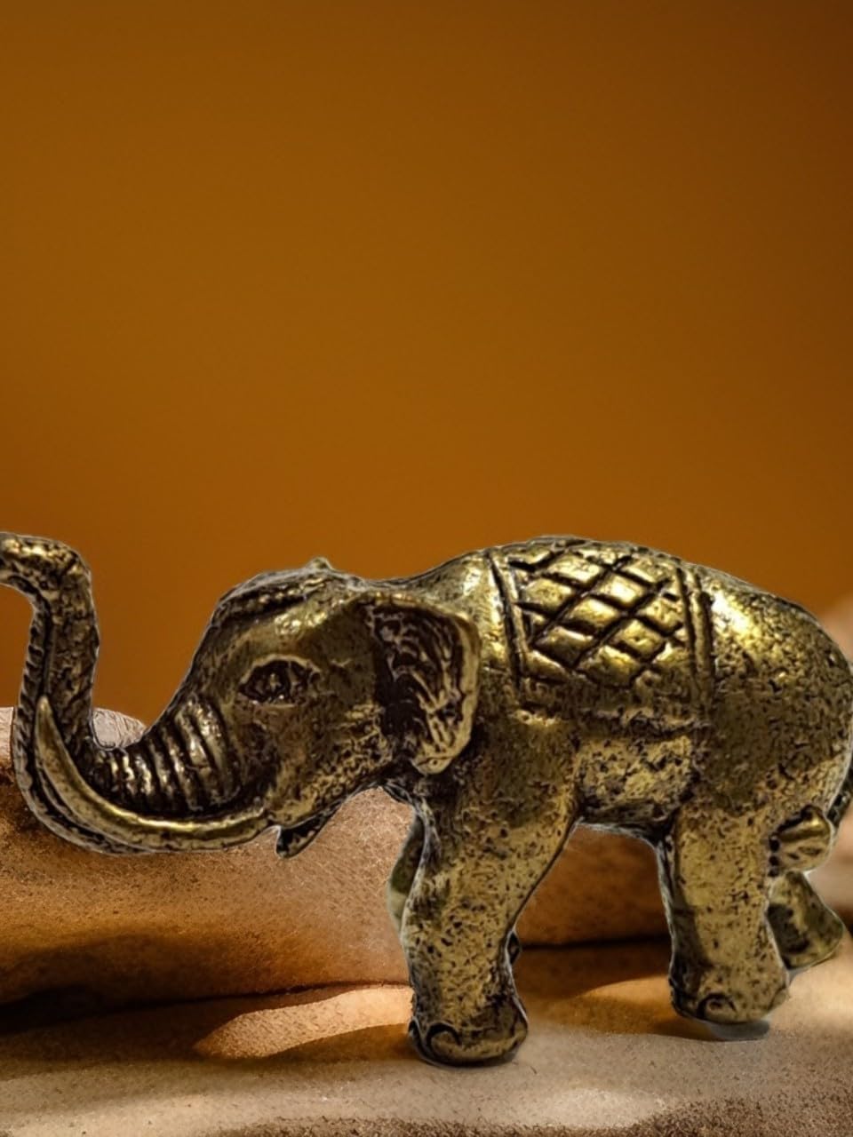 Thai Sawasdee Gold Running Elephant Statue Set of 1