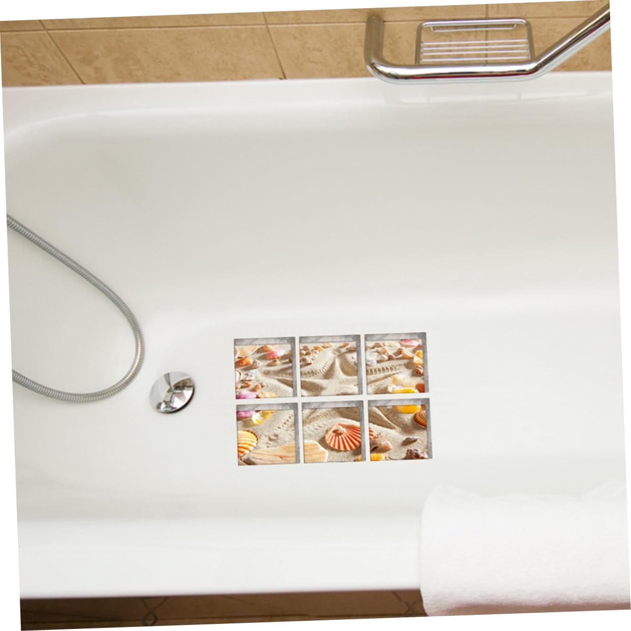 PRETYZOOM 6pcs Beach Pattern Bathtub Safety Stickers Non-Slip Treads for Bathrooms
