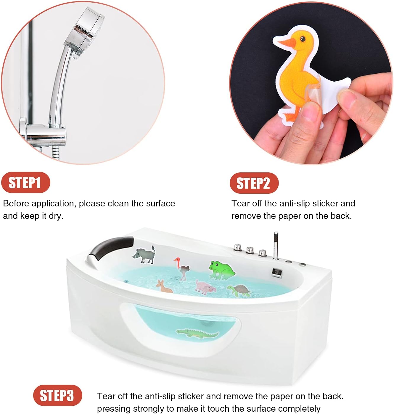 Secopad Non-Slip Bathtub Stickers with Premium Scraper