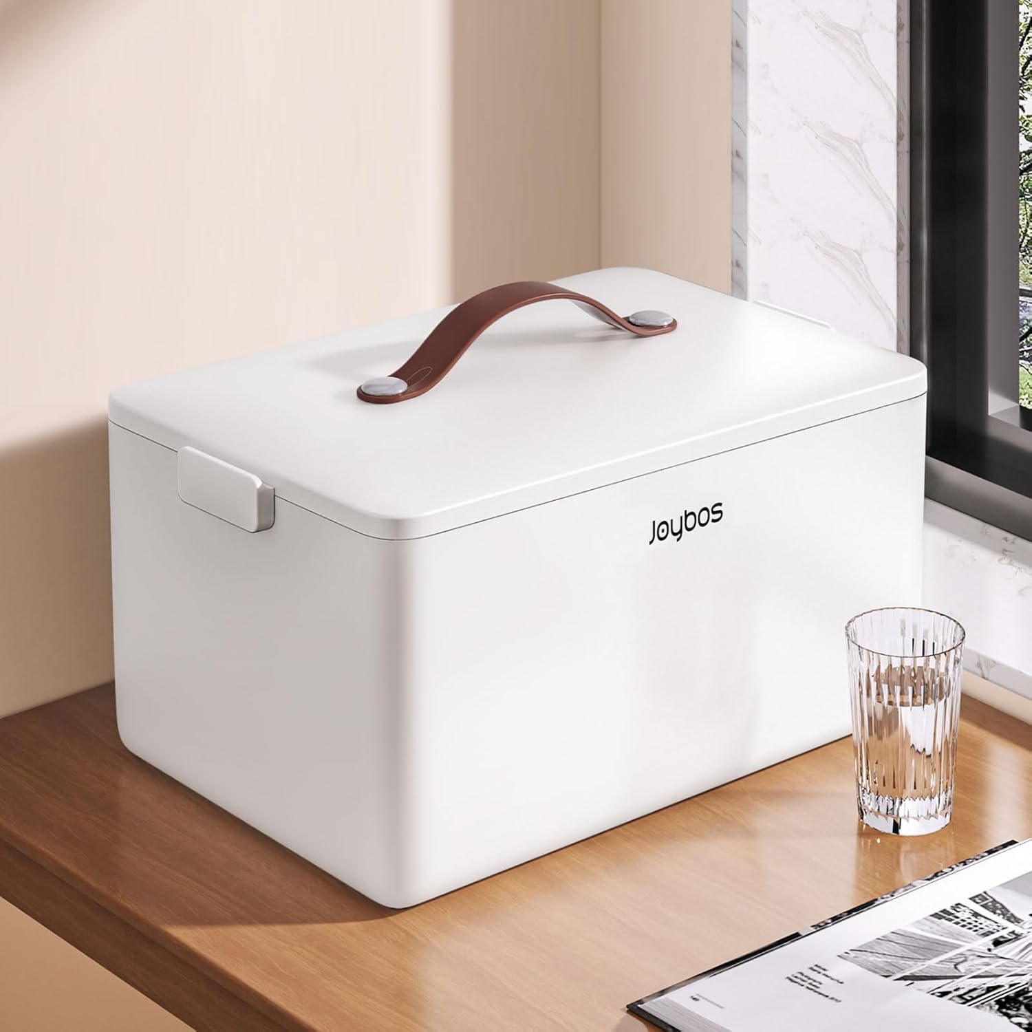 O-MART Medicine Cabinet Organizer with Leather Handle and 7-Day Pill Box