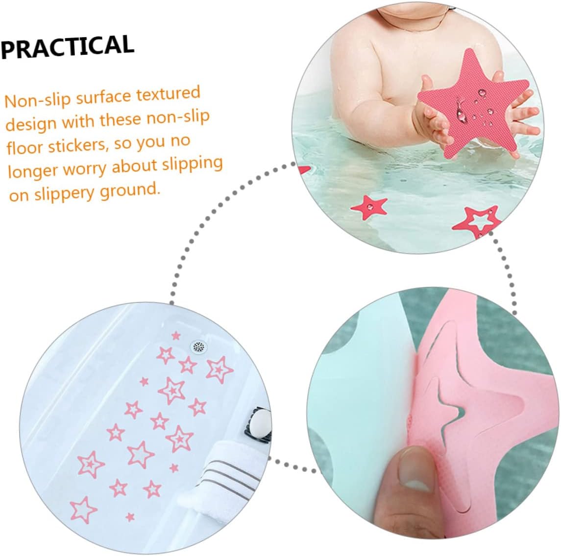 ABOOFAN 12pcs Star Shape Anti-Slip Bath Stickers