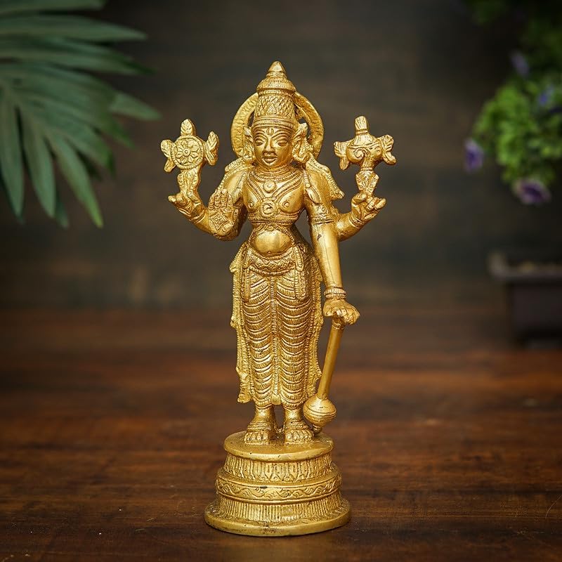 Statuestudio Lord Vishnu Standing Idol 8 Inch Brass