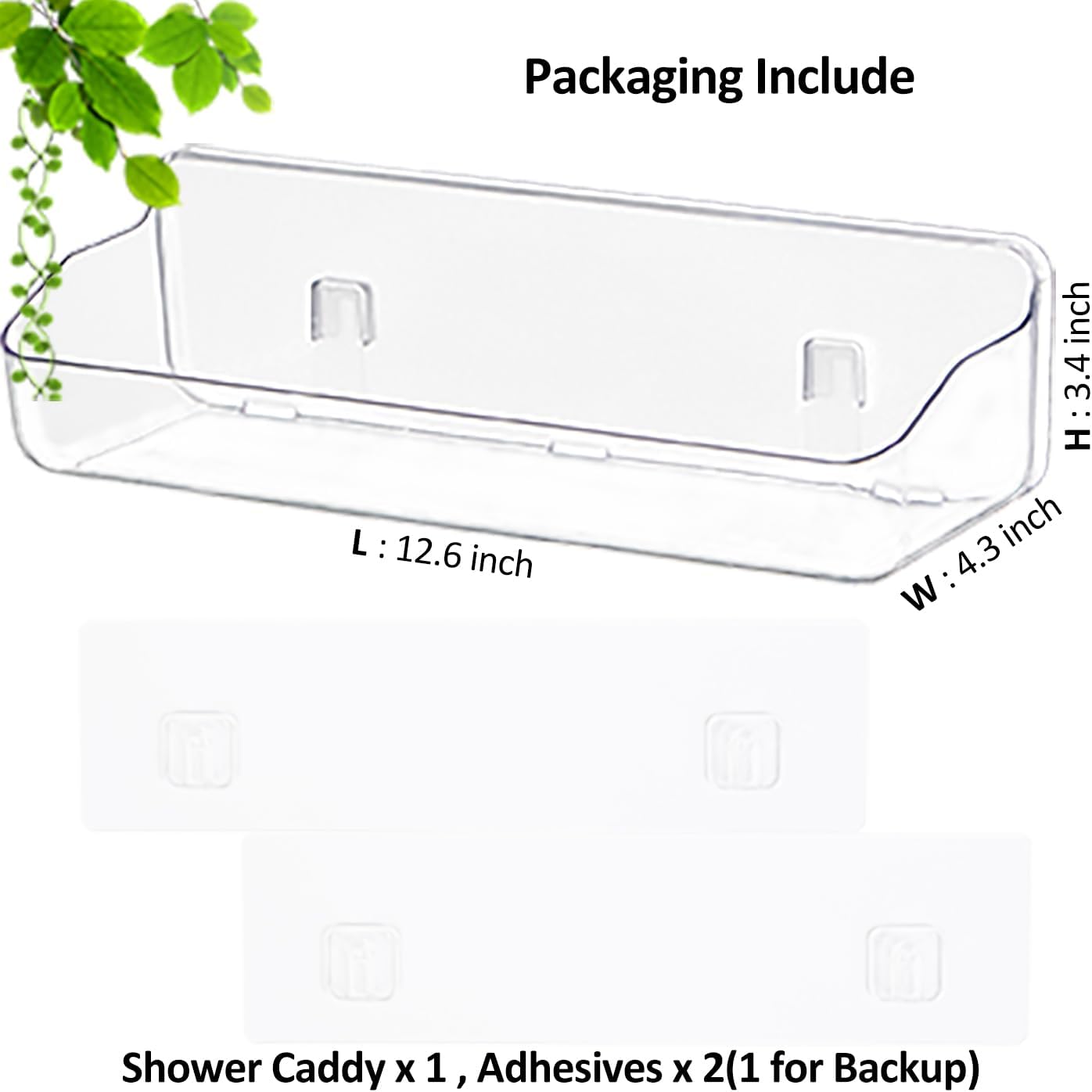 Batheer 126 Acrylic Shower Shelves No Drill Peel and Stick