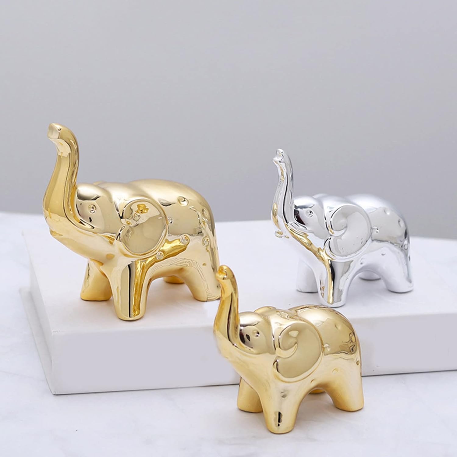 Ceramic Elephant Decor Statue Figurine Home Accent