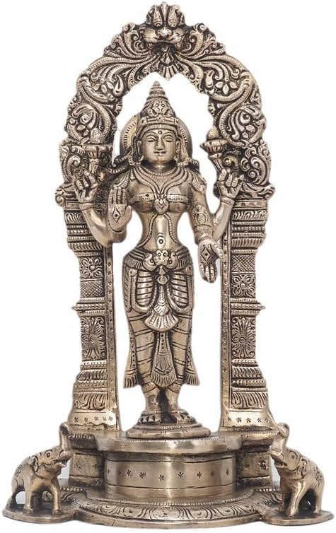 Statuestudio 9 Inch Brass Lakshmi Idol for Home Temple Puja