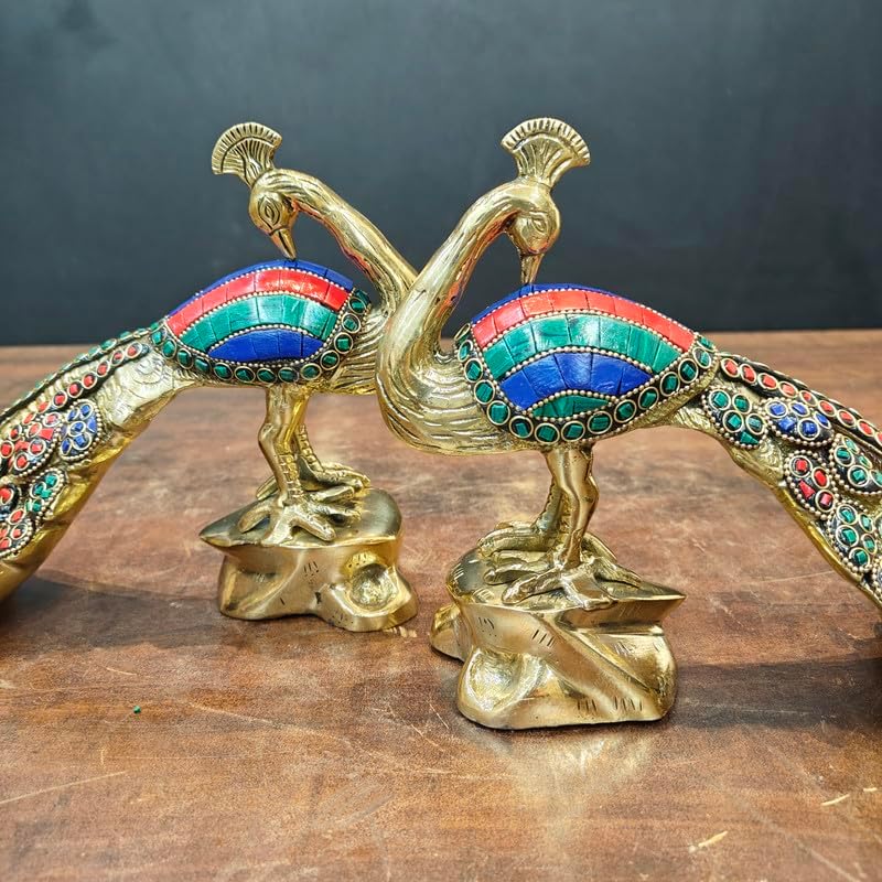Statuestudio Peacock Pair Brass Statue