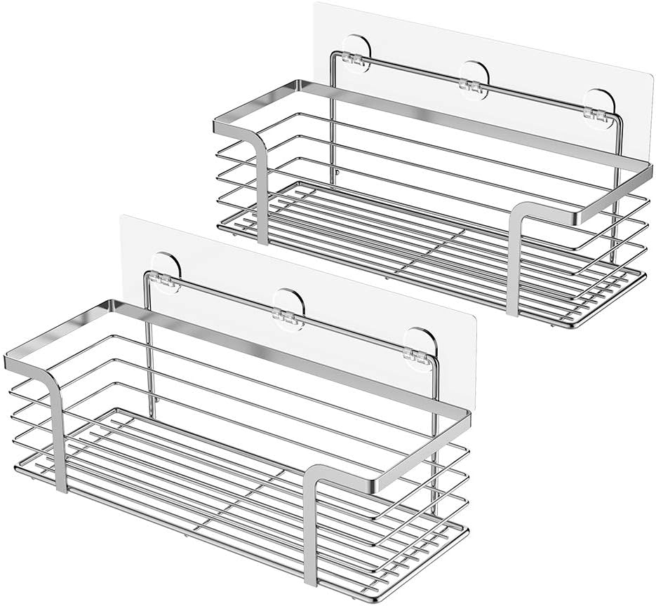 ODesign Transparent Adhesive for Shower Caddy Basket and Bathroom Shelf 2 Pack