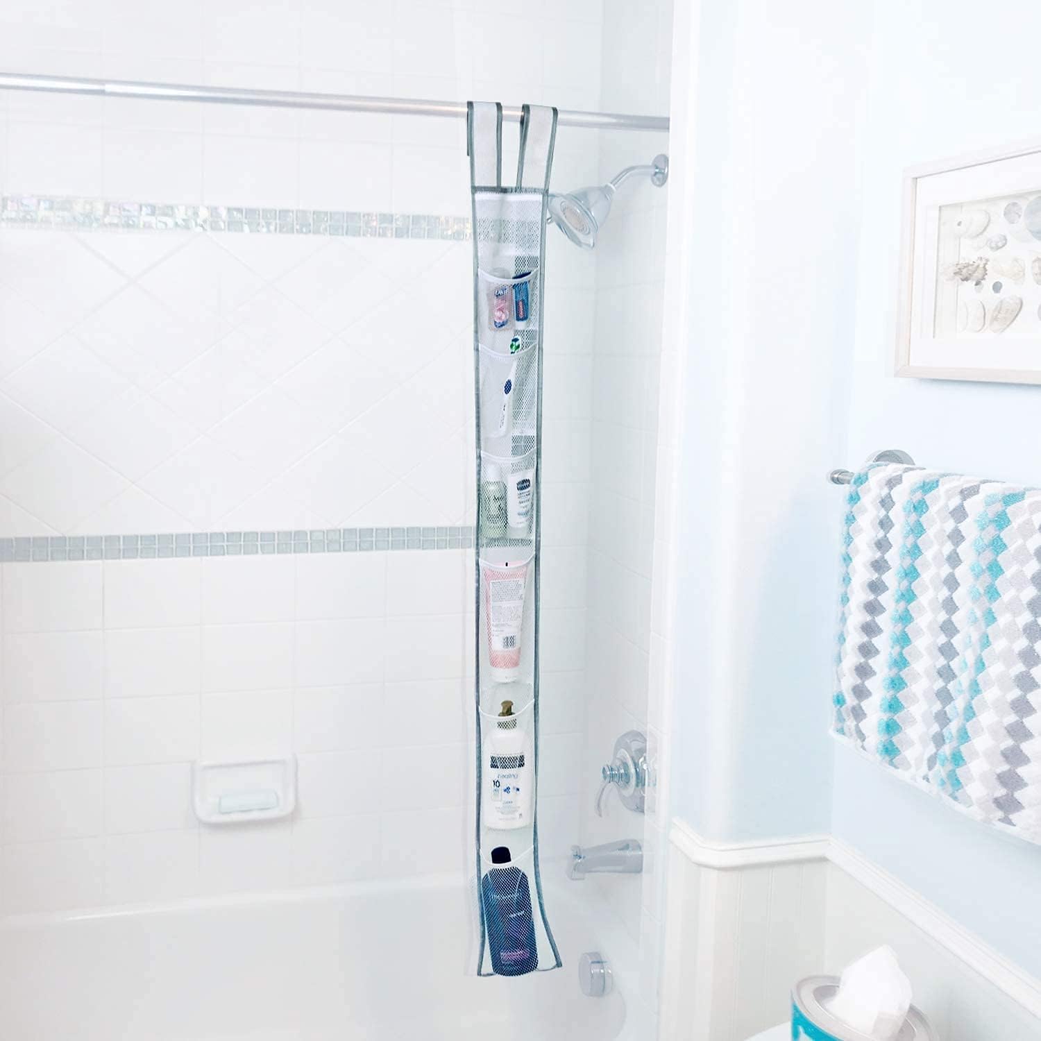 Skywin TidyFriend Shower Liner with 7 Pockets - 57 x 6 Inches