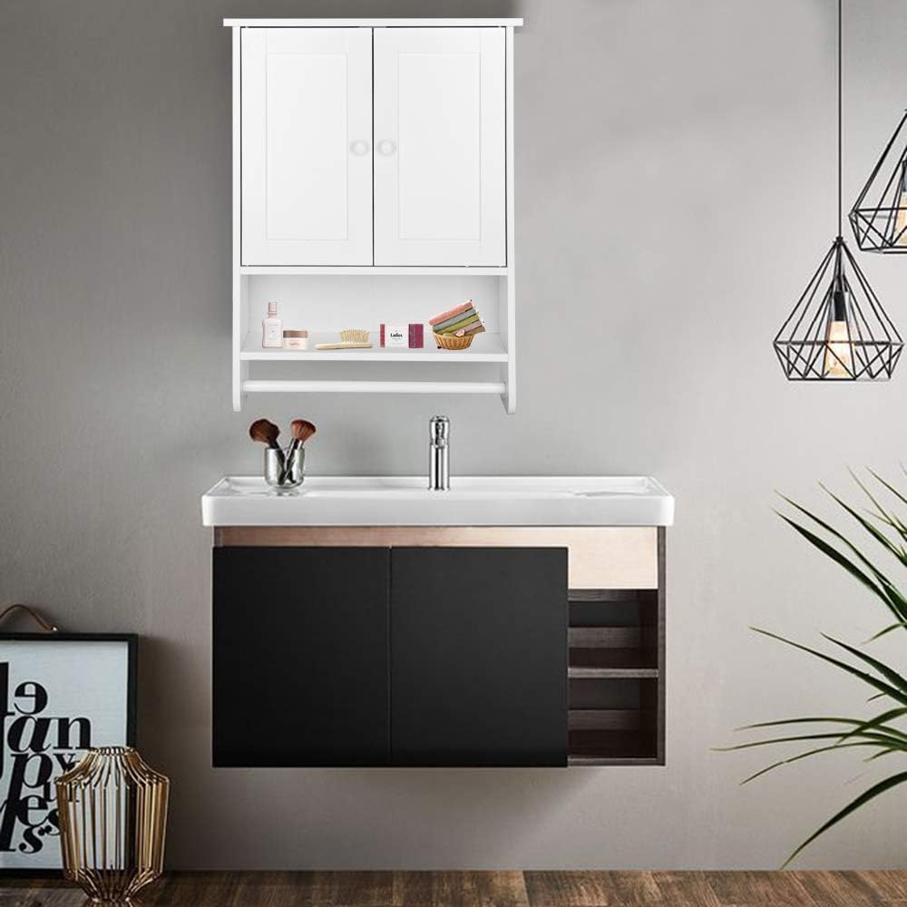 Pinikuyiro Bathroom Cabinet with 2 Doors and Adjustable Shelf