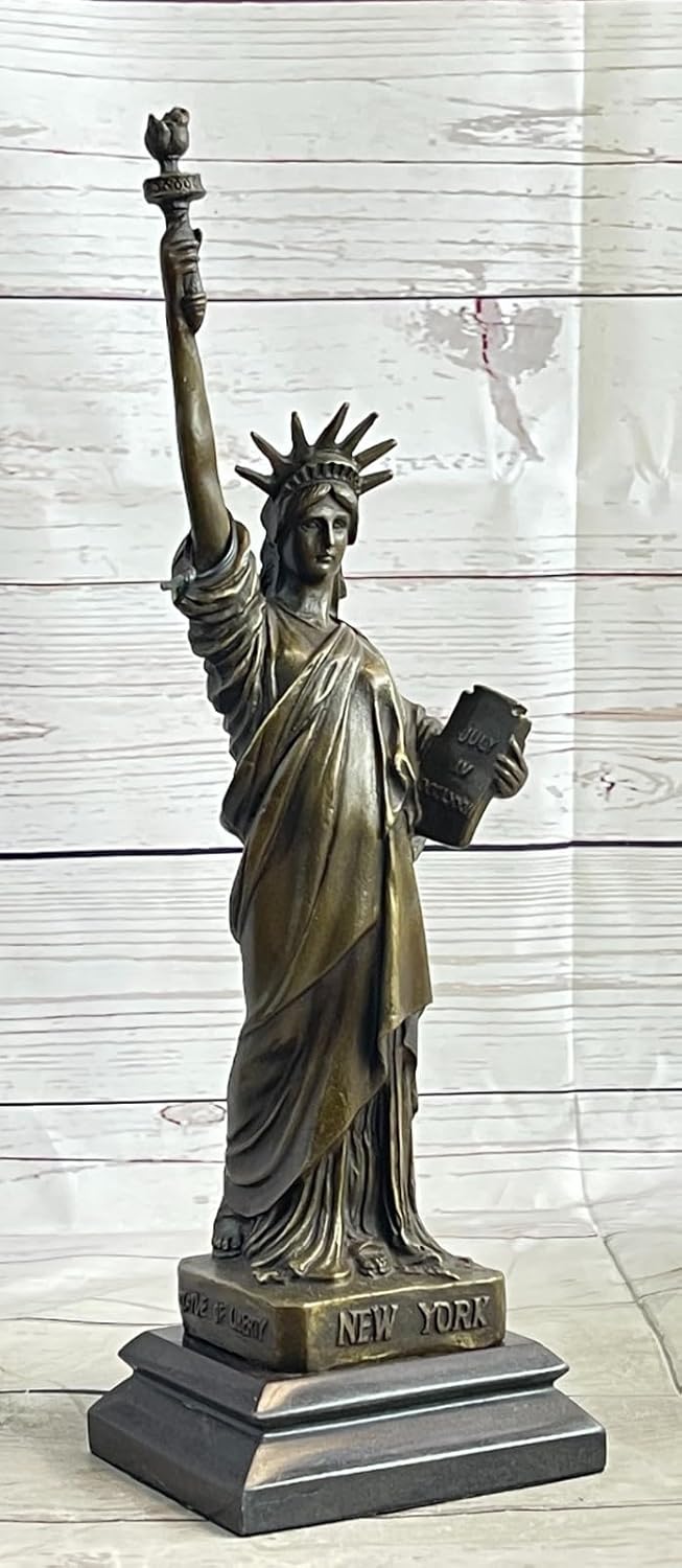 Fisher New York Statue of Liberty Bronze Sculpture on Marble Base 1