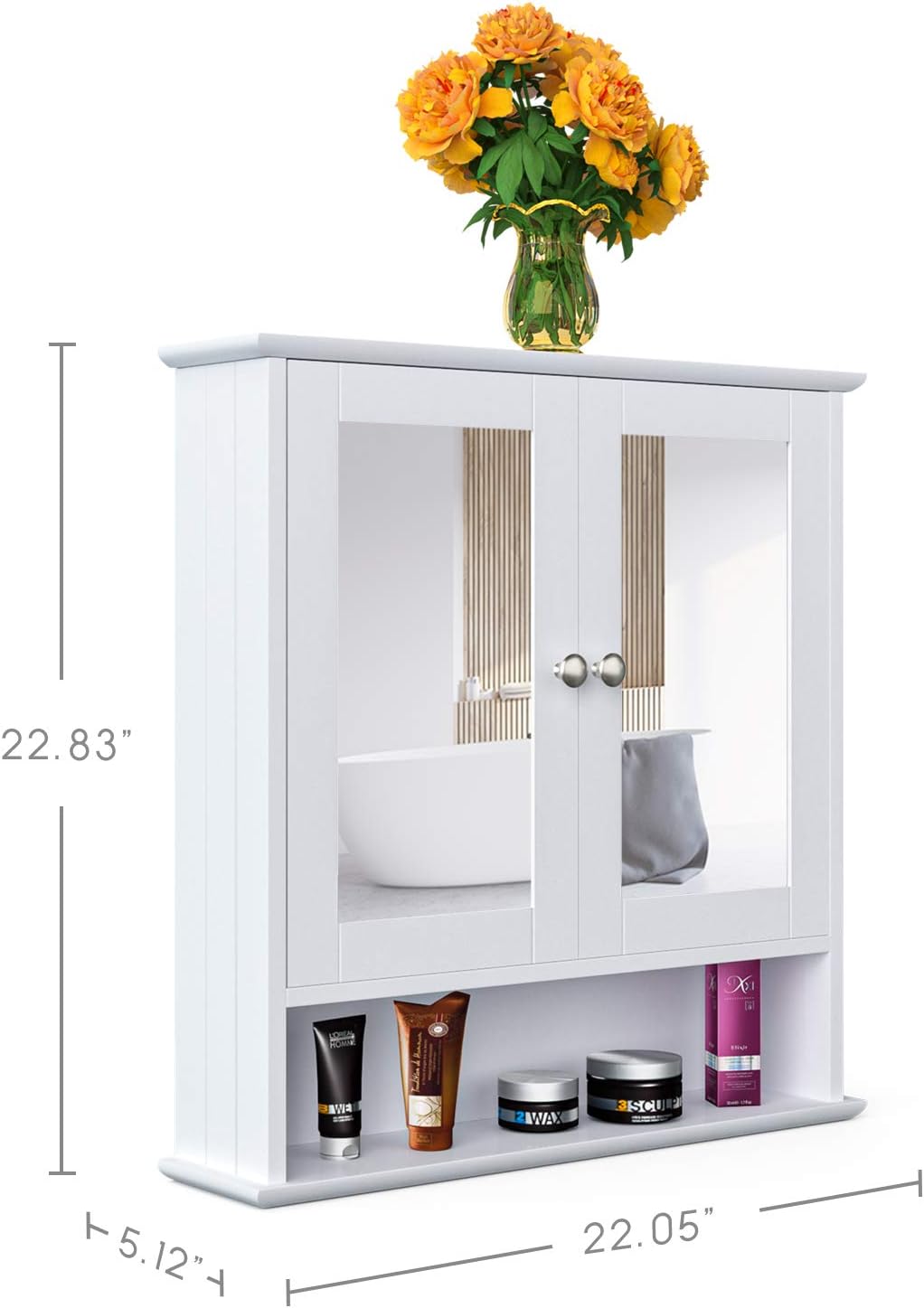 Mirror Cabinet with Adjustable Shelves White