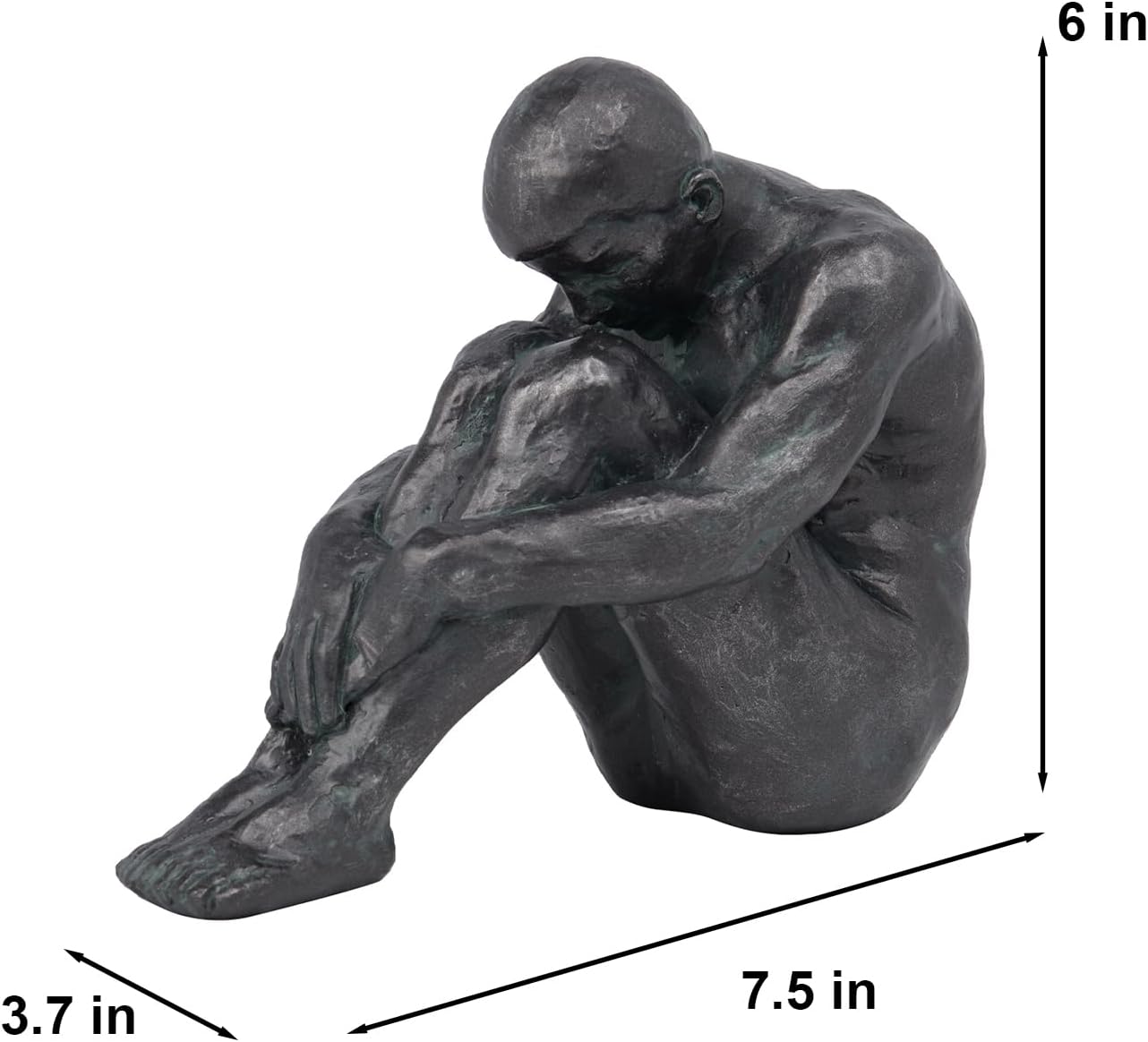 Guichifun Resin Bronze Sitting Man Statue Home Decor