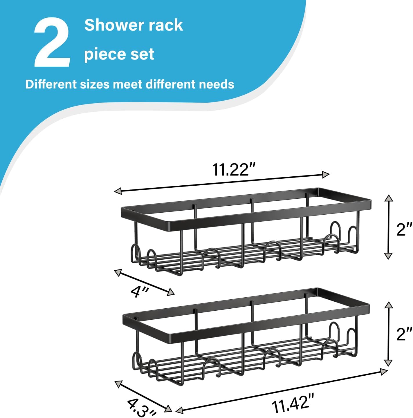 Bridgify Shower Shelves 2-Pack Black