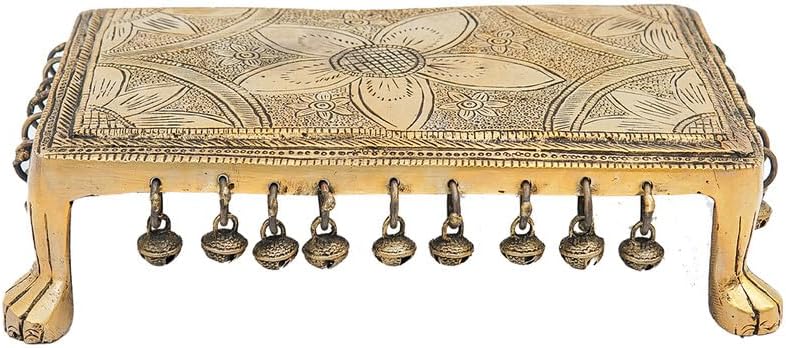 Statuestudio Brass Chowki with Pedestal and Bell