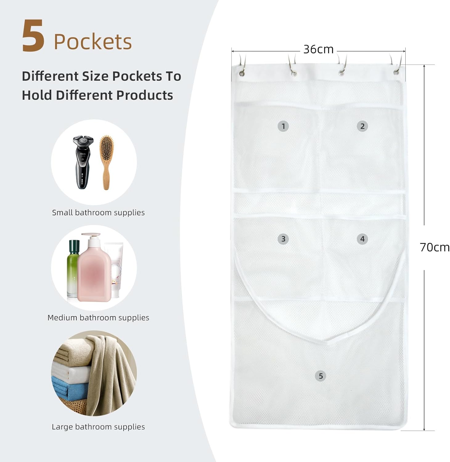 EMLTHORY 2PCS Mesh Shower Organizer with Pockets